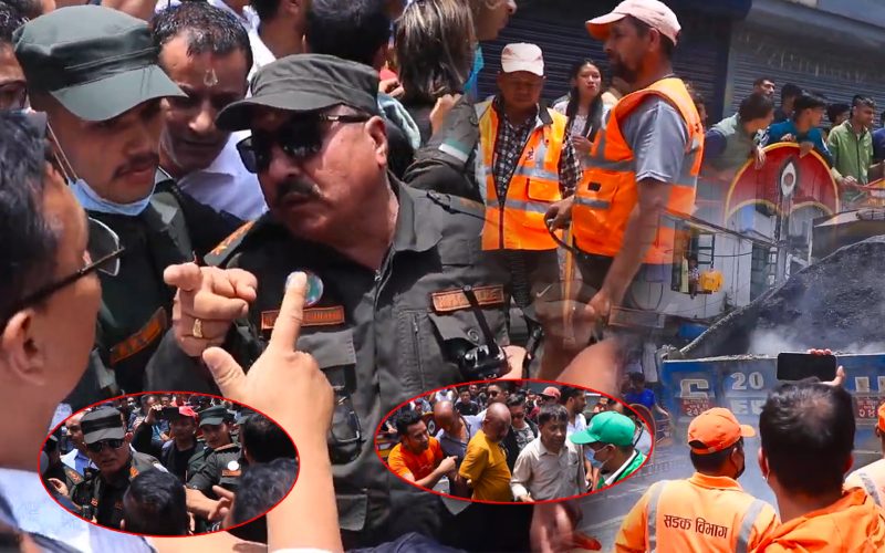 बालेनको बिरोध गर्ने र समर्थक गर्ने दुइ टोली बिच ठेलाठेल नगर प्रहरी माथी हातपात महानगर र सडक बिभाग बिच लफडा बालेनले गरेको काम मेटाउन खोजेपछी आगो |