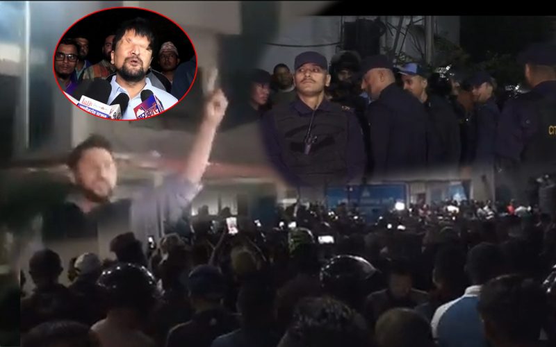 राजमार्ग बाटो बन्दा नै गरी लगियो रबिलाई चर्काे जनताले नारा लगाउदै रबि दाई हाई |