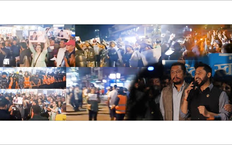 रबिलाई प्रहरीले लगेपछी बाहिर आगो बाले नारा जुलुस सहितको आन्दोलन |