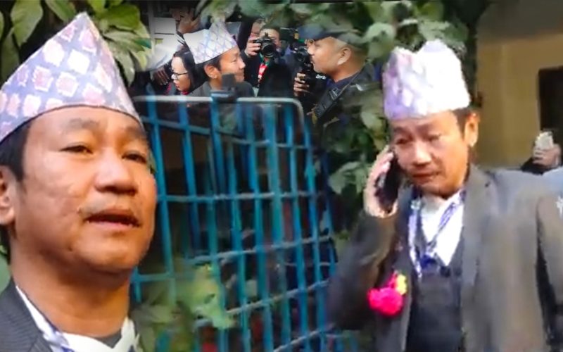 सिंहदरबार खाली गाग्री लेर छिर्न दिएन | किन रोकियो प्रहरीले हर्क साम्पाङलाई |